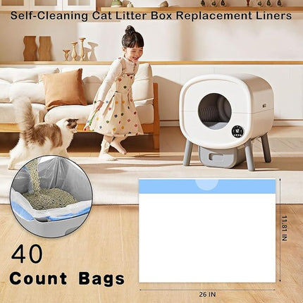 40 Count Cat Litter Box Liners - Unscented,Thick & Leak-Resistant, Fits Most Standard 13-15 Gallon Litter Boxes