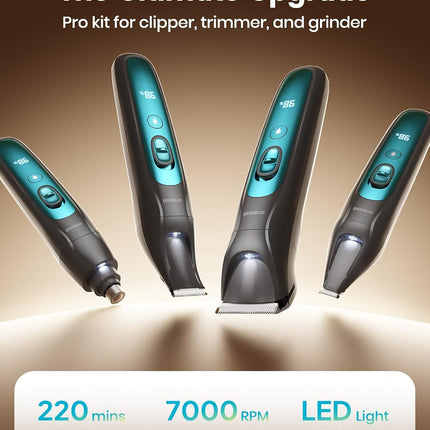 oneisall Professional 4-in-1 Dog Grooming Kit with LED Light