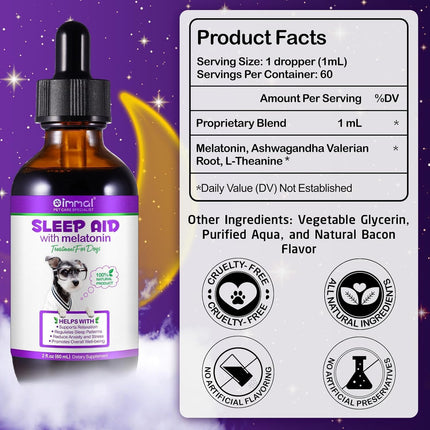 Melatonin for Dogs , Calming Supplement Drops, Natural Sleep Aid ,60ML