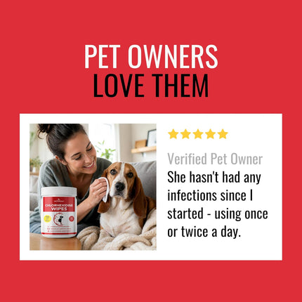 NOVEHA Pet Wipes - Formulated Pet Wipes - for Facial and Finger Folds, Underarms - 3" x 2" Size (300 Counts)