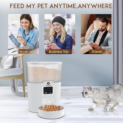 XVersion 3L Automatic Dog Feeders with APP & WiFi Pet Food Dispenser for Cat & Dog,Smart 10 Meals Per Day (15 Cup) - White