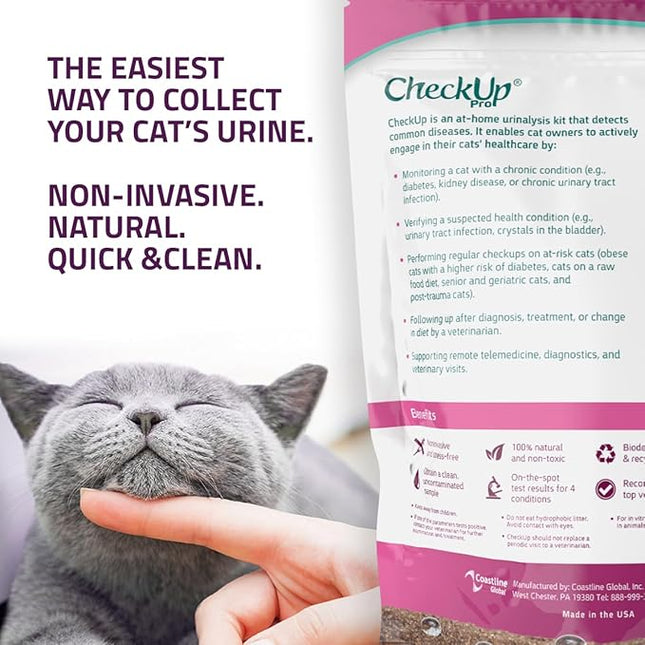 KIT4CAT CheckUp Pro at Home Cat Wellness Test for | Hydrophobic Litter to Collect Urine & 2, 10 Indicators Strips | pH, Protein, Urobilinogen, Glucose, Bilirubin, Ketone, S-Gravity, Blood in Urine