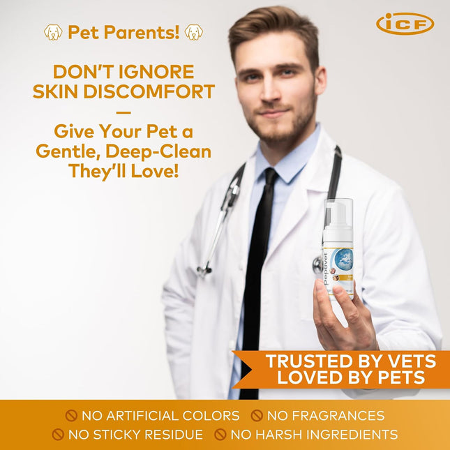 Peptivet Dog & Cat Skin Foam, No-Rinse Leave-On for Itchy Skin, 100 ml