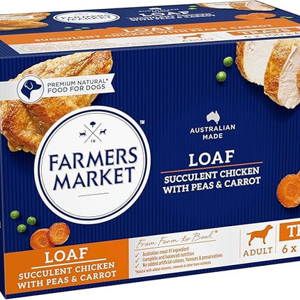 Farmer's Market Succulent Chicken with Peas & Carrot Adult Wet Dog Food 6x100g - Hearty Loaf with Real Food & Flavour, Made with Australian Meat Loaf for Complete & Balanced Nutrition (Pack of 2)