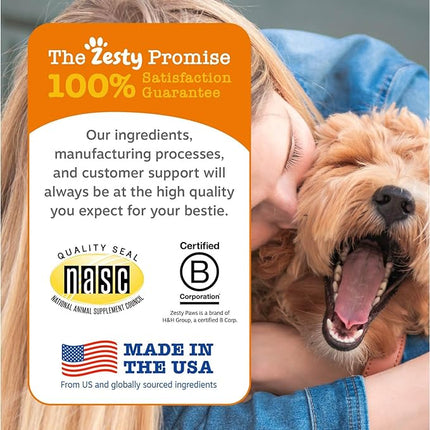 Zesty Paws Salmon Fish Oil Omega 3 For Dogs - With Wild Alaskan Salmon Oil - Anti Itch Skin & Coat + Allergy Support - Hip & Joint + Arthritis Dog Supplement - Omega-3 & 6 + Epa & Dha - 90 Chew Treats