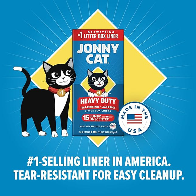 JONNY CAT Heavy Duty Litter Box Liners, Jumbo 15 Count (C00150)