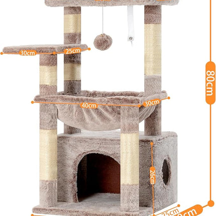 Heybly Cat Tree with Extra Large and Soft Basket, Spacious Bed, Hidden Bed