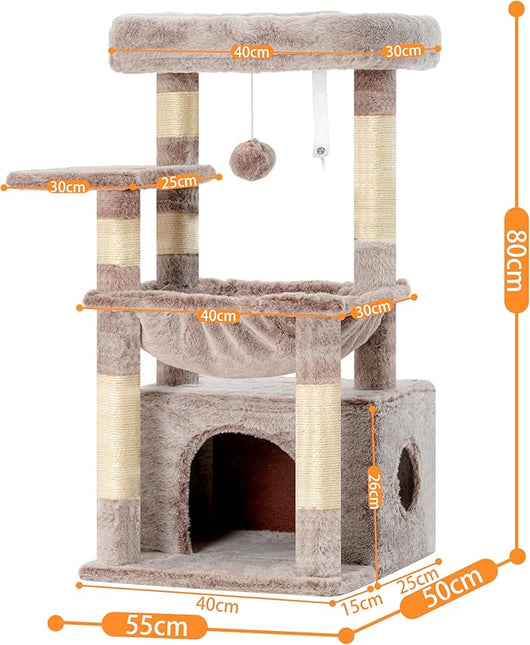 Heybly Cat Tree with Extra Large and Soft Basket, Spacious Bed, Hidden Bed