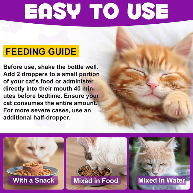 Melatonin Calming Drops for Cats & Kittens – Sleep Aid & Anxiety Relief Liquid,60ML
