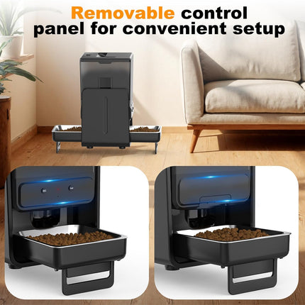 Advwin Automatic Cat Feeder with 5G WiFi for 2 Cats, Adjustable Height for Small Pets, Dual Bowls, 20 Cups/5L
