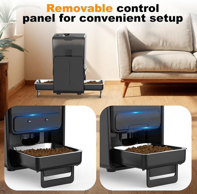 Advwin Automatic Cat Feeder with 5G WiFi for 2 Cats, Adjustable Height for Small Pets, Dual Bowls, 20 Cups/5L