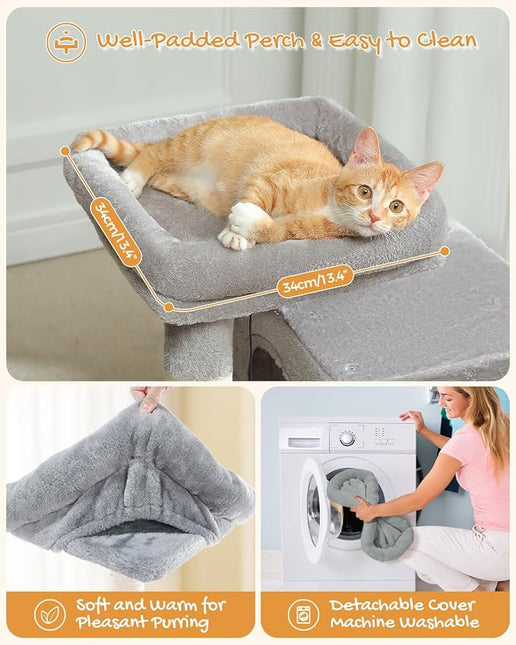 PAWZ Road 30" Cat Tower, Small Cat Tree with 2 Condos for Indoor Cats
