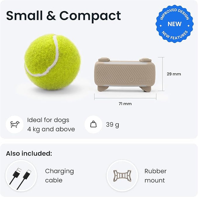 Tractive GPS Dog Tracker | 2025 Edition | Market Leader | Real-time Location Tracking (Brown)