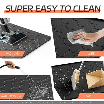 Bulkniu Large Silicone Cat Litter Mat, Waterproof/Urineproof, Litter Recycling, Easy to Clean, Soft on Kitty Paws (22"X34"- Black)