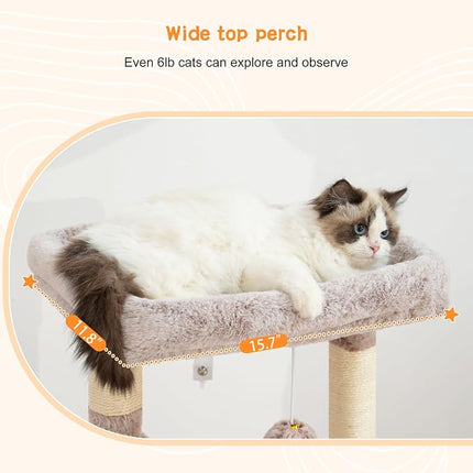 Heybly Cat Tree with Extra Large and Soft Basket, Spacious Bed, Hidden Bed