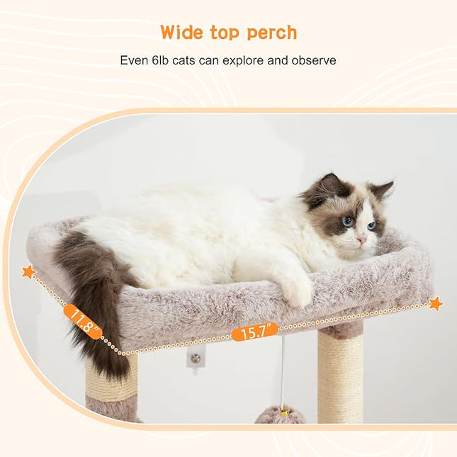 Heybly Cat Tree with Extra Large and Soft Basket, Spacious Bed, Hidden Bed