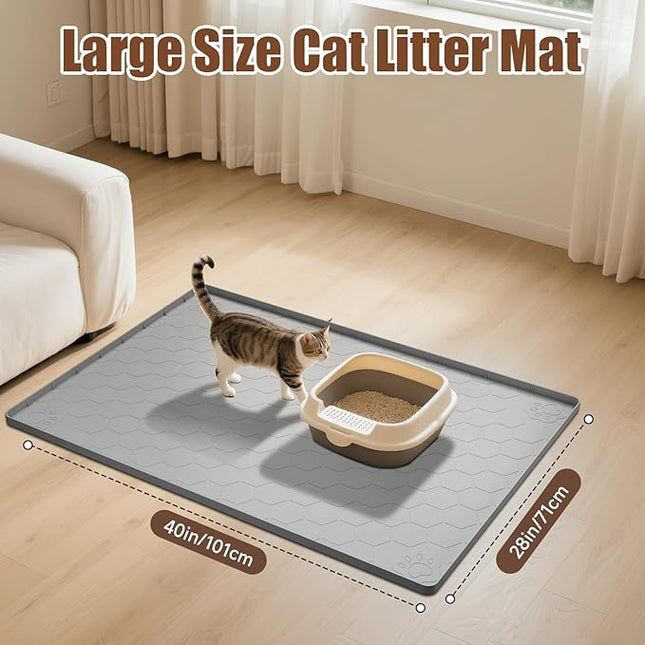 Cat Litter Mat Silicone Rubber, 101 * 71CM Pet Feeding Mat, Dog Cat Food Mat