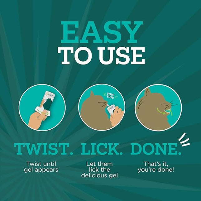 Twist + Lick Dental Gel for Cats, Cleans Teeth and Freshens Breath for 24 Hours, Cat Nip Flavor, 30 Day Supply