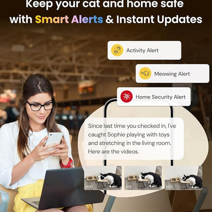 Furbo 360° Cat Camera + Furbo Mini [New Subscription Required at Setup] 2-Camera Bundle Nanny Pro Subscription: Cat Safety & Home Security Alerts, Pet Camera with Speaker, Phone App & Night Vision