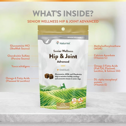 NaturVet Senior Dog Wellness Hip & Joint Advanced Plus - 120 Soft Chews