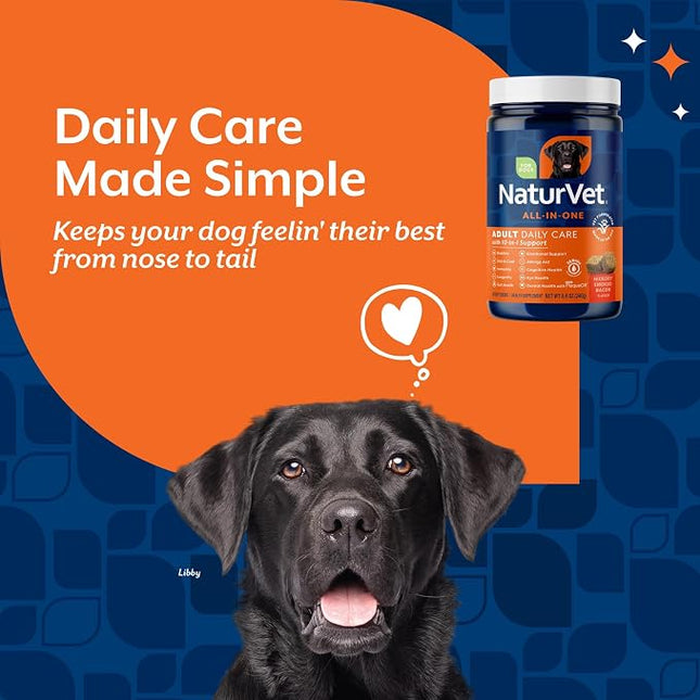 NaturVet All-in-One Adult Dog Daily Care, 10-in-1 Dog Supplement - 120 Count