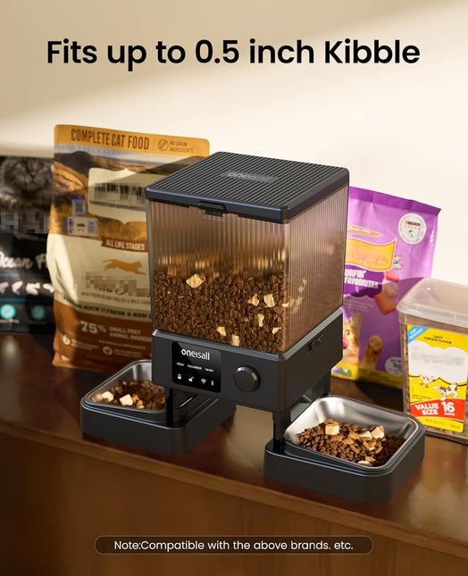 oneisall 5G WiFi Automatic Cat Feeder for 2 Cats, App Control, 20 Cups/5L