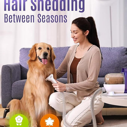Oneisall Dog Grooming Vacuum Kit - Suction 99% Hair With 4 Tools, Pet Hair Remover Brush