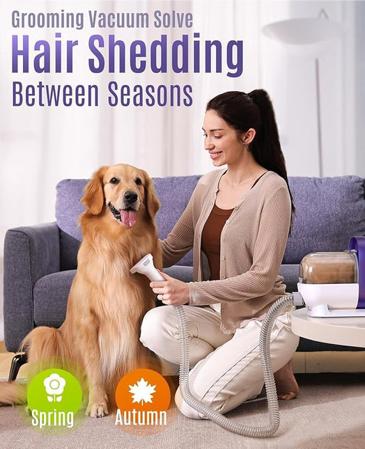 Oneisall Dog Grooming Vacuum Kit - Suction 99% Hair With 4 Tools, Pet Hair Remover Brush