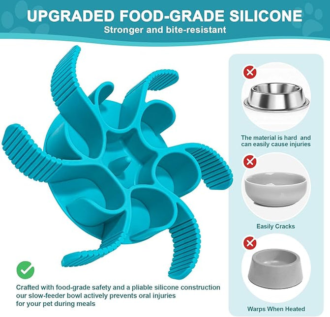 Slow Feeder Insert for Dog Bowl - 2PCS Anti-Bloat Silicone Mat with Super Suction