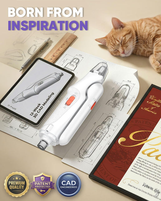 CATPICK 2-in-1 Cat Nail Clippers & Dog Nail Clippers Trimmers for Large Medium Small Dogs Cats Claw Trimmer Quick Sensor and Safety Guard USB Rechargeable with 2 LED Lights Dogs Nail Trimmer