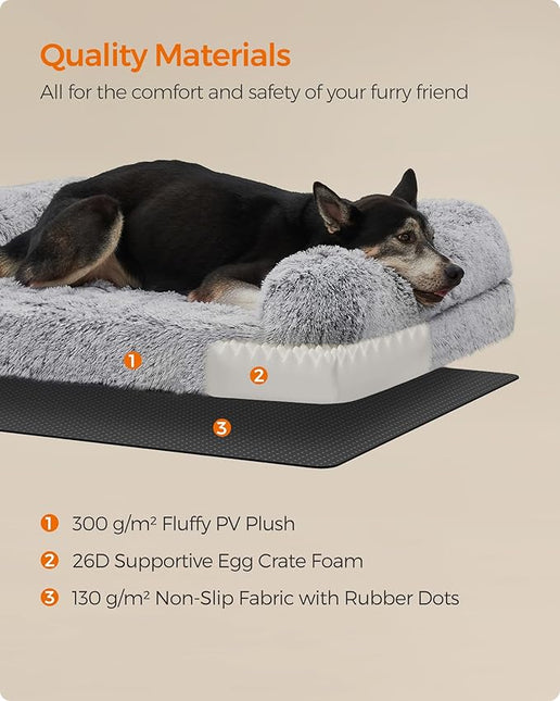 Feandrea Dog Bed, XL Orthopaedic Dog Sofa Bed for Medium and Large Dogs