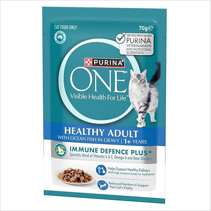 PURINA ONE Adult Wet Cat Food Oceanfish in Gravy Pouch 36x70g