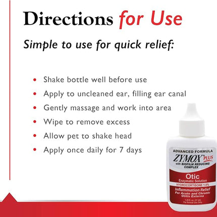 Zymox Advanced Formula Otic Plus Enzymatic Ear Solution for Dogs and Cats