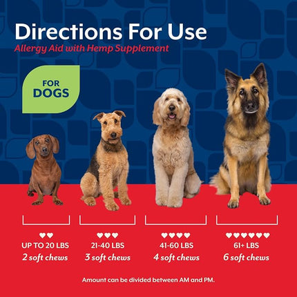 NaturVet Hemp Allergy Aid Supplement for Dogs - 120 Soft Chews