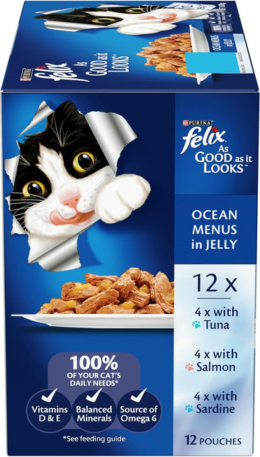 FELIX As Good As It Looks Adult Wet Cat Food Ocean Menus in Jelly 60x85g