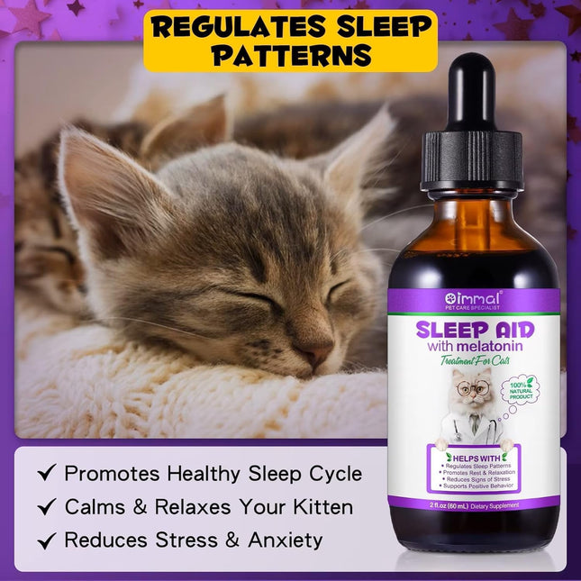 Melatonin Calming Drops for Cats & Kittens – Sleep Aid & Anxiety Relief Liquid,60ML