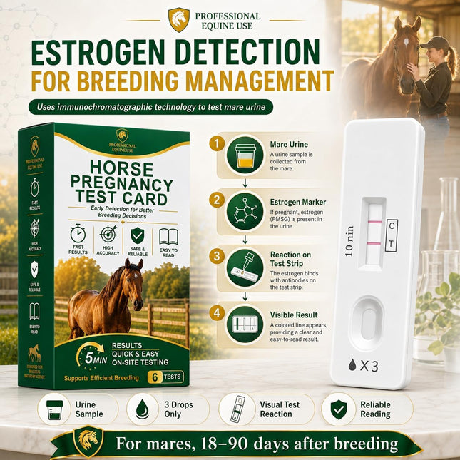 Mare Pregnancy Test Strips – Rapid Urine Kit for Horses, Accurate Results in 10 Mins
