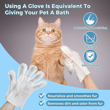 Mumoo Bear 18PCS/3PACK Cleaning Wipes Gloves for Dog and Cat,Pet Bathing Wipes Cleaning & Deodorizing