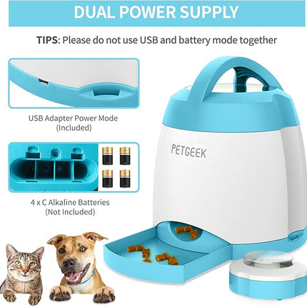 PETGEEK Automatic Dog Treat Dispenser with Button - Puzzle Memory Training Feeder