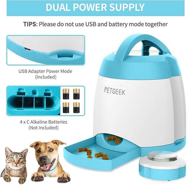 PETGEEK Automatic Dog Treat Dispenser with Button - Puzzle Memory Training Feeder