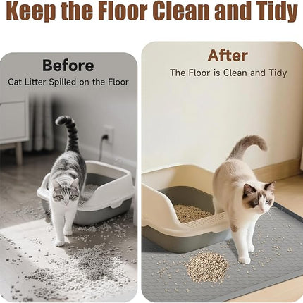 Cat Litter Mat Silicone Rubber, 101 * 71CM Pet Feeding Mat, Dog Cat Food Mat