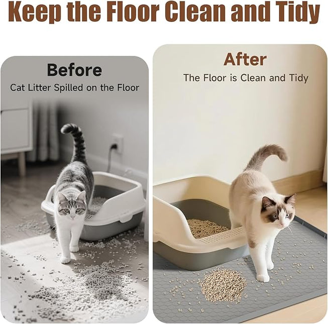 Cat Litter Mat Silicone Rubber, 101 * 71CM Pet Feeding Mat, Dog Cat Food Mat