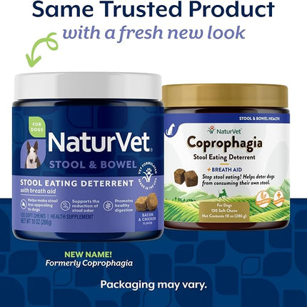 NaturVet Stool Eating Deterrent with Breath Aid for Dogs - 130 Soft Chews