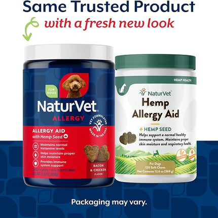 NaturVet Hemp Allergy Aid Supplement for Dogs - 120 Soft Chews