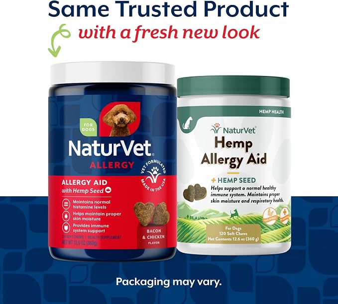 NaturVet Hemp Allergy Aid Supplement for Dogs - 120 Soft Chews