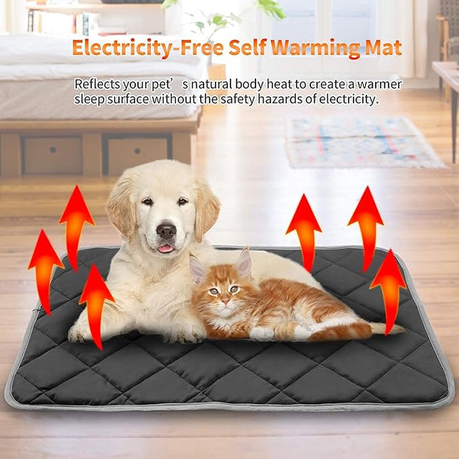 NWK Self Warming Thermal Pet Mat Pad, Self Heating Thermal Cat and Dog Bed Pad, Heated Cat and Dog Blanket, Washable, for Sofa & Crate & Kennel & Car Seat (Black, M (68cm X 47.5cm))