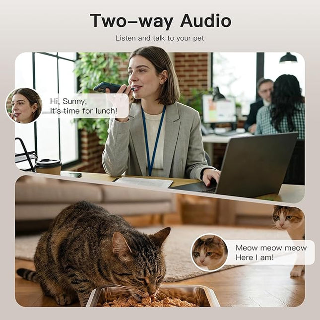 UMOMO Automatic Cat Feeder 7L Double Bowl Feeder, 1080P HD Camera Live Video, Night Vision 2-Way Audio, WiFi & App Remote Control, Programmable Pet Feeder, Smart Timed Dry Food Dispenser 2 Cats Dogs