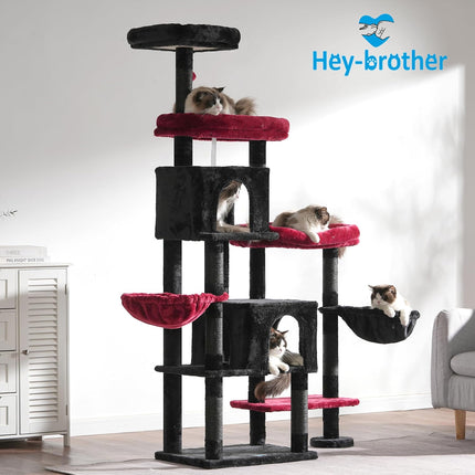 Hey-brother Cat Tree Tower with Stable Extended Base, 3 Platforms, MPJ038BR
