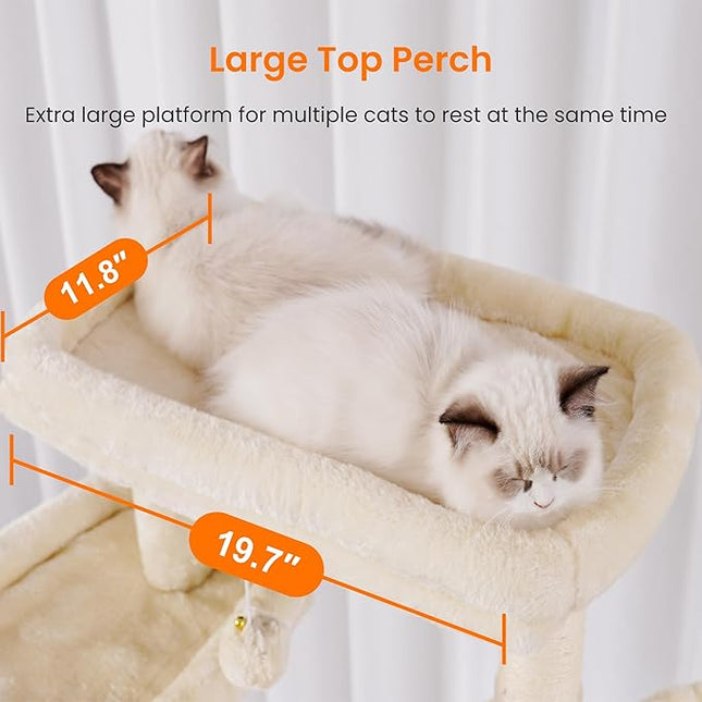 Heybly Tall Cat Tree, 200cm Multi-Level Cat Tower for Indoor Cats,Light Gray HCT033W