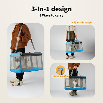PaWz Pet Carrier Bag Large Cat Carrier Dog Carrier, Collapsible Soft Dog Crate